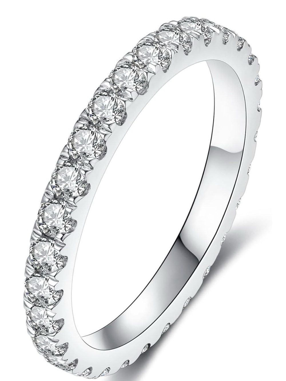 1 CTW Diamond Band Ring 18K White Gold Plated 925 Sterlin